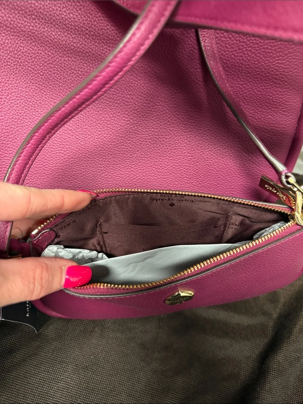 NWT kate spade fuchsia leather 3-piece shoulder bag set